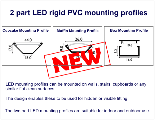 2 part LED rigid PVC mounting profiles